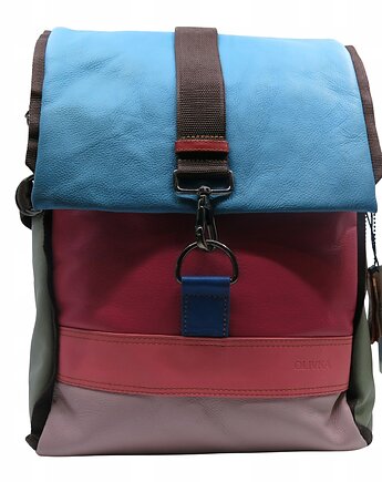 Plecak skórzany pojemny stylowy miejski mieści A4 kolorowy wygodny OLIVKA, Olivka Warsaw