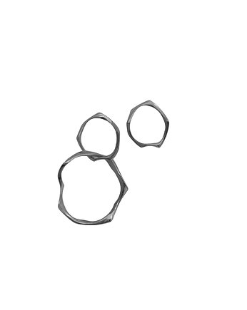 Kolczyki srebrne WAVES Circle asymmetrical / black silver earrings, Filimoniuk