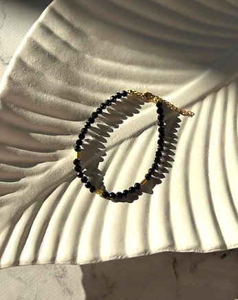 Bransoletka czarna z kamieniem Spinel, OKAZJE - Prezent na Walentynki