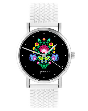 Zegarek - Folkowy czarny - silikonowy, biały, yenoo