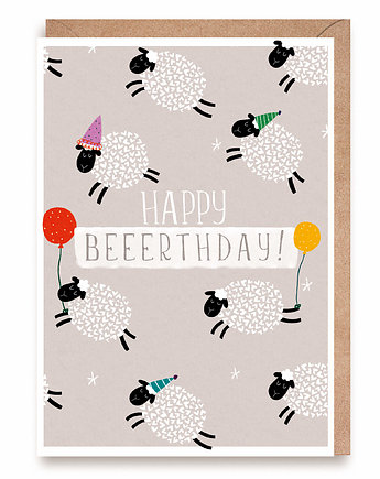 Kartka URODZINOWE OWCE A6 Happy Beerthday, Cardie