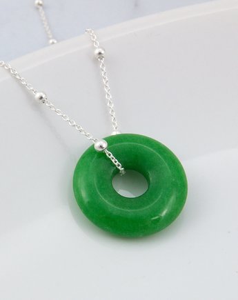 Naszyjnik jadeit zielony donut 18 mm, prezent dla koleżanki mamy lub siostry, By Sendi