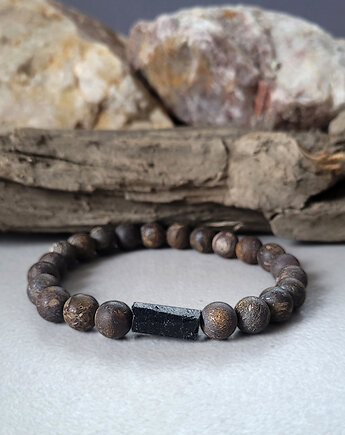 Męska bransoleta z surowym Turmalinem
