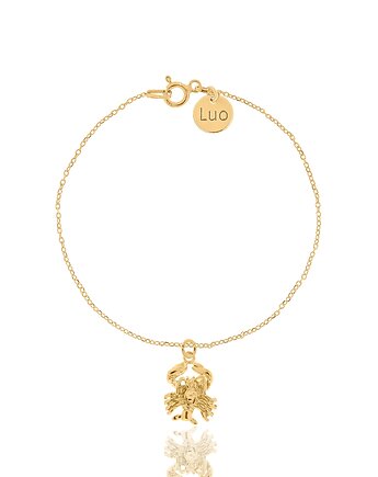 Bransoletka srebrna pozłacana ze znakiem zodiaku Rak, LUO