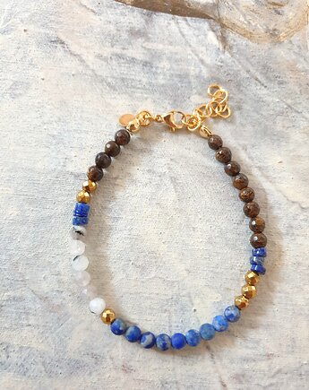 Bransoletka NEO bronzyt, lapis lazuli, kamień księżycowy, modesign