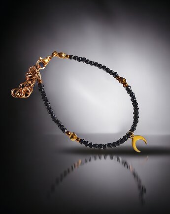 Ochronna bransoletka : lunula & czarny turmalin w pudełku jubilerskim, kaktusia