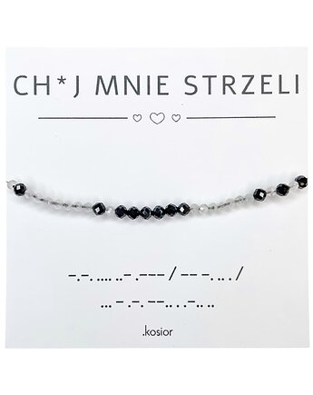 Bransoletka z alfabetem Morse Agat, Księżycowy, karolina kosior