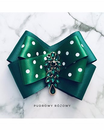 Zielona Brosza w kropki NEW, Pudrowy Różowy