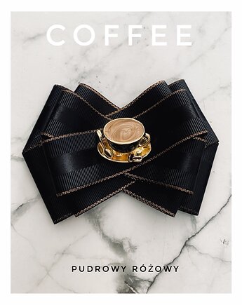 Brosza 3d z filiżanką kawy Cappuccino New, Pudrowy Różowy