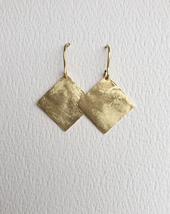 Kolczyki ZEN kwadraty duże 2cm, surowy mosiądz, modesign
