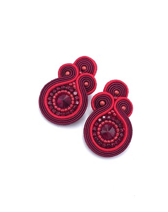 Kolczyki sutasz sztyfty małe czerwono bordowe z kryształkami Gracia, Katrina Rossa