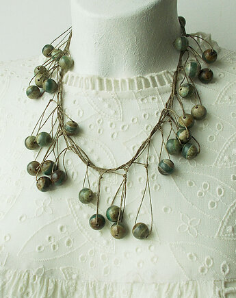 Agat tybetański Naszyjnik lniany, galeria nuit