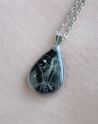 Kwiaty w żywicy biżuteria mniszek, Jaskółcze ziele handmade 