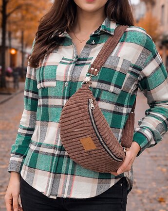 Sztruksowa brązowa nerka basic, sabi tatka