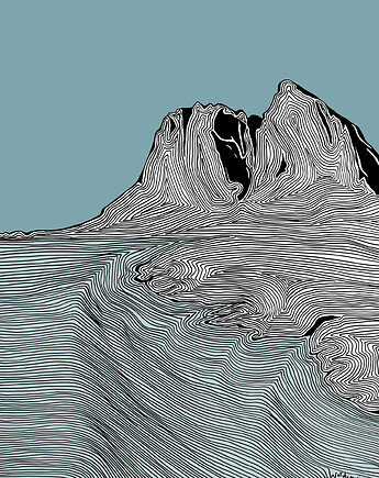 Niebieskie Lofoty / Góry / Norwegia / Grafika, Jola Regeńczuk Art