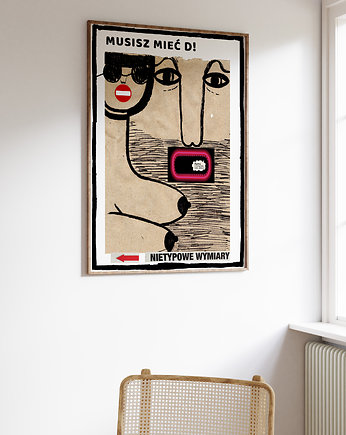 Plakat para piersi grafika zabawna ilustracja miłosna portret matrymonialny, BEATNIK illustration