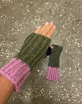 Rękawiczki bez palct  z wełny merino multikolor, HisOutfit