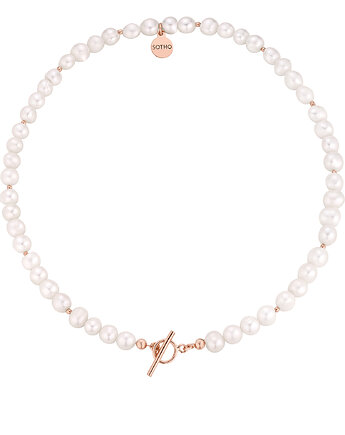 Naszyjnik z różowego złota z pereł naturalnych z ozdobnym zapięciem, SOTHO