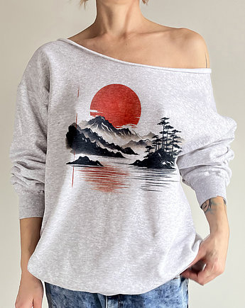 Japoński pejzaż Szara bluza cięta, ONE MUG A DAY