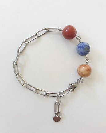 Bransoletka FANABERIA jaspis czerwony, jaspis niebieski, jaspis cesarski, modesign