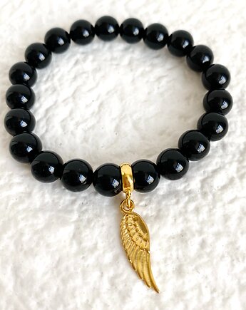 Bransoletka onyksy- srebro 925 pozłacane, Coccola JEWELLERY