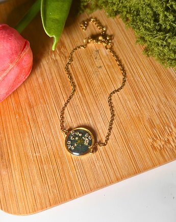 Bransoletka z kwiatami butelkowa zieleń, Blask Natury