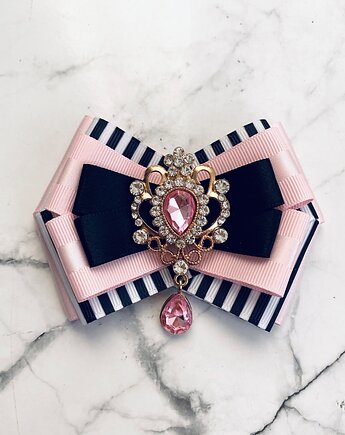 Brosza  z różową  ozdobą w stylu glamour  NEW, Pudrowy Różowy