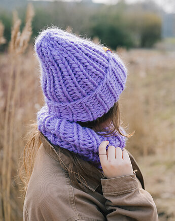 Wełniana czapka i komin- komplet zimowy peruvian WOOLY, sploteka