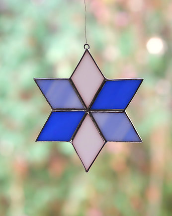 Gwiazda witraż trójkolorowa 11 cm, BeArt Handmade