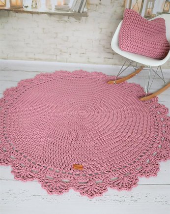 Dywan okrągły gładki różowy z koronką, Made of Weaves