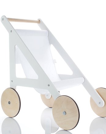 Designerski drewniany wózek dla lalek, 