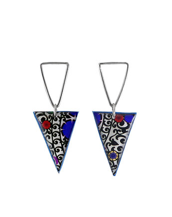 Kolczyki Bermuda T - długie, sztyfty srebrne, Olga Zielińska