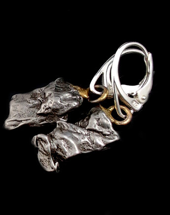 Kolczyki srebrne surowe meteoryty, Pracownia Neores