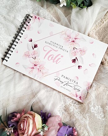 Księga Pamiątkowa MAGNOLIE, pamiątka Komunii, prezent na Komunie, LOO LOO DREAM