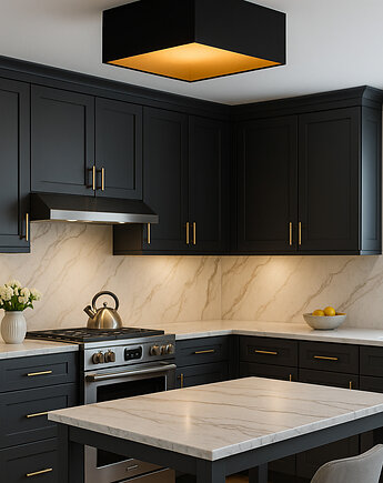 Zielono butelkowy plafon sufitowy do salonu w stylu urban jungle ALABAMA GOLD, LYSNE