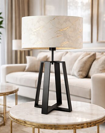 Piękna lampa stołowa do salonu z designerskim kloszem THOR MARMUR, LYSNE