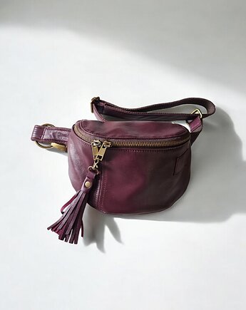 Bordowa nerka skórzana damska U'POLKA FIT, burgundowa, UNIQUE HandMade