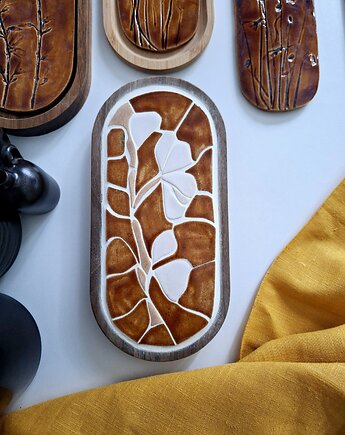 Ceramiczna podstawka mozaika w drewnie, Wooden Love