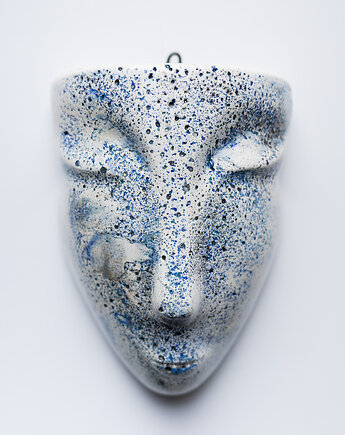 Doniczka głowa na ścianę w niebieskie mazy i kropki, Lunamit