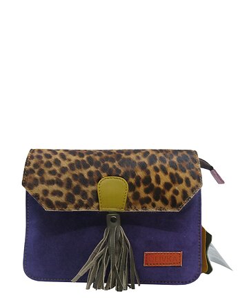 Torebka zamszowa, elegancka, skórzana, zamsz, ozdobny chwost eko OLIVKA, Olivka Warsaw