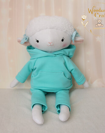Owieczka Luna w miętowym dresiku przytulanka, prezent GOTOWY, Lulaczkowo