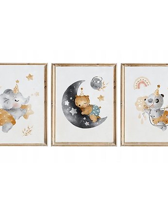 Zestaw 3 plakatów obrazków Dreamy Animals A3 PZ, Bajkowe Wnetrza