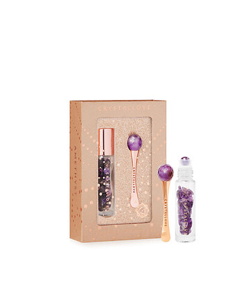 CRYSTALLOVE Amethyst 3D eye set - masażer pod oczy i buteleczka roll-on z ame, CRYSTALLOVE