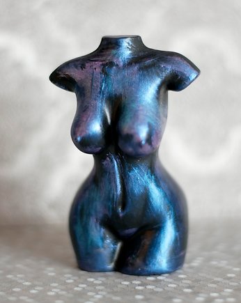 Kobieta niebieska i fioletowa metaliczna, rzeźba z gipsu, JBJart Justyna Jaszke