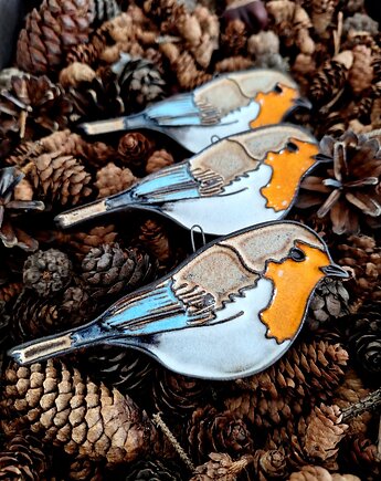 Ceramiczny ptak  3 sztuki dekoracja ścienna, Wooden Love