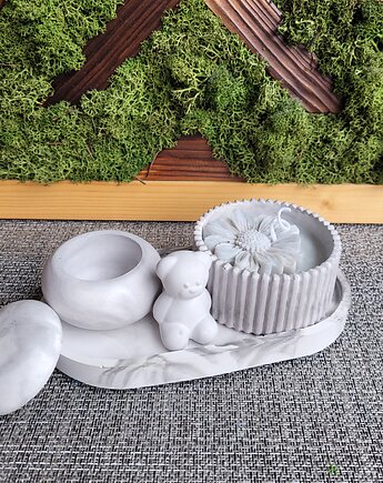 Zestaw z gipsu Szkatułka Świeca na podstawie, Florals&Moss