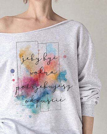 Żeby być wolną Szara bluza cięta, ONE MUG A DAY