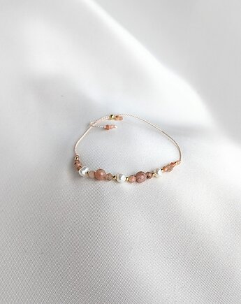 Słoneczna bransoletka z perłami i jedwabiem, Moui