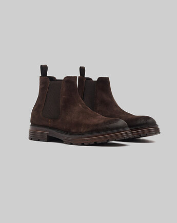 Buty sztyblety zamszowe e701 brązowe, BORGIO
