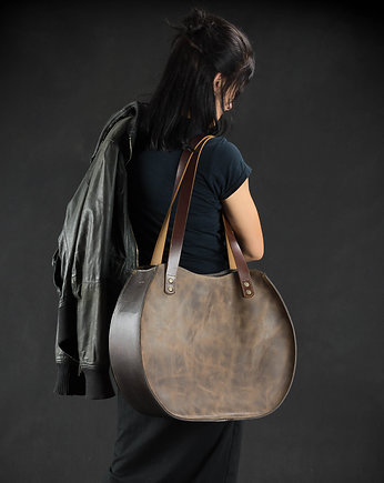 Brązowa skórzana torba ręcznie wykonana, Ladybuq Art Studio